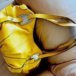 B. Makowsky Yellow Leather Shoulder Bag